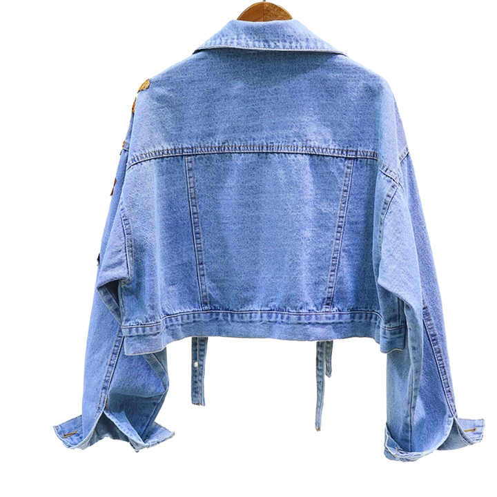 OEM ODM Popular High Quality Casual Women's Short Denim Tops Coat Women Blue Long Sleeve plus-size Denim Jackets