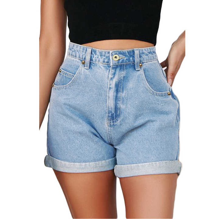 Custom OEM ODM Wholesale New Fashion Short Women Jeans Mid Waist High Ladies Jeans Denim Shorts For Women