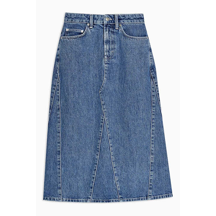 OEM ODM New Fashion High Waist Split Denim Skirt For Women Ladies A-line Mid Length Slim Fit Jeans Skirts Factory