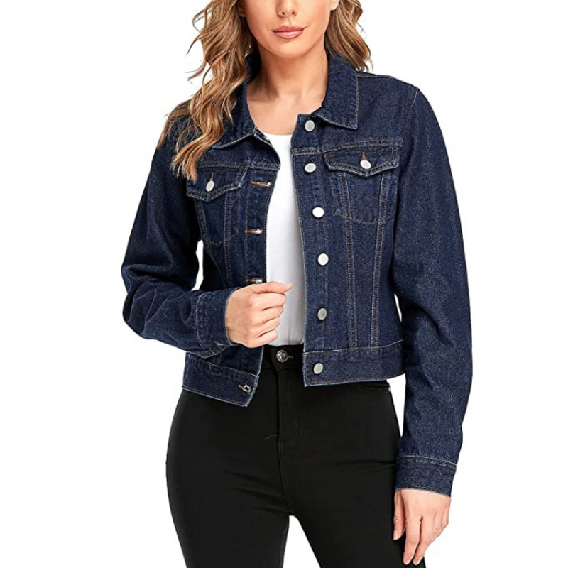 Custom OEM ODM Women's Denim Jackets Oversize Long Sleeve Basic Button Down Jean Jacket with Pockets Factory