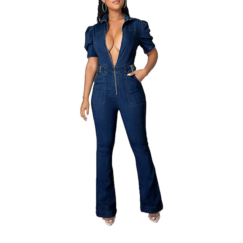Welcome OEM ODM Wholesale Denim Overalls High Quality Womens Utility Denim Jumpsuits Women Jean Factory