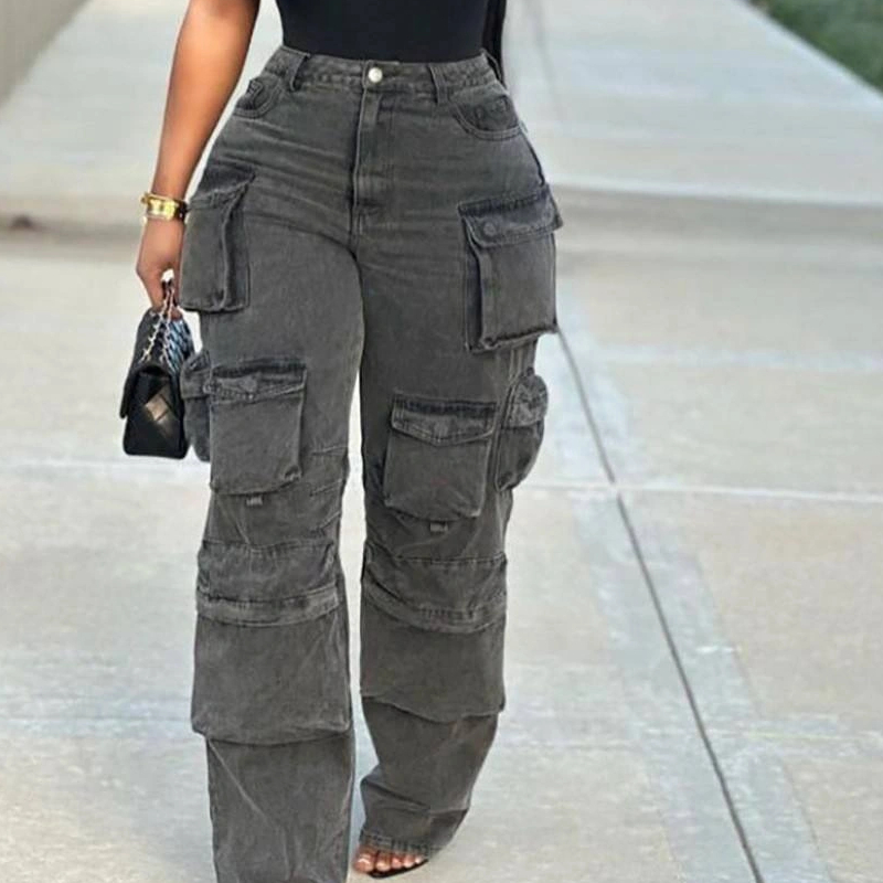 Ladies Denim Pants Women Street Manufacturer Jeans Cargo Trousers Cargo Pants With Multi Pockets For Women