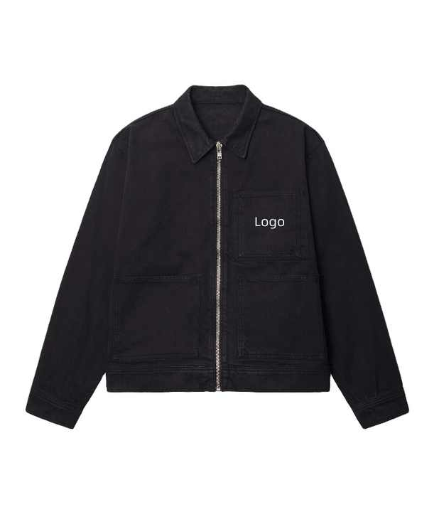 OEM ODM Custom Design High Quality 100% Cotton Vintage Washed Men Zip Up Mens Denim Jacket Jeams Factory