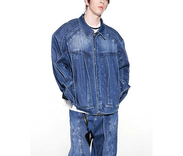OEM ODM Custom New Design Mens Jeans Denim Jacket Fashion Fit Loose Man Jacket Coat Jeans Factory
