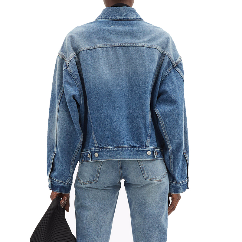 OEM ODM Elegant Women Denim Jacket Women Loose Mid Outerwear With Pocket Jeans Factory