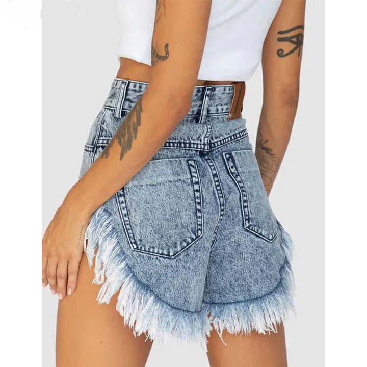 OEM ODM Summer High Waist Women's Jeans Denim Short Hot Pants Shorts Female Loose Denim Shorts Frayed Cutoff Shorts Factory
