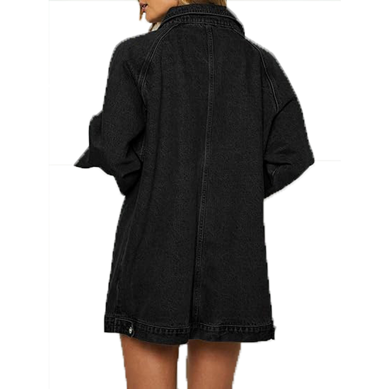 Custom OEM ODM Women's Denim Jackets Oversize Long Sleeve Zipper Fly Jean Jacket Plus Size Factory