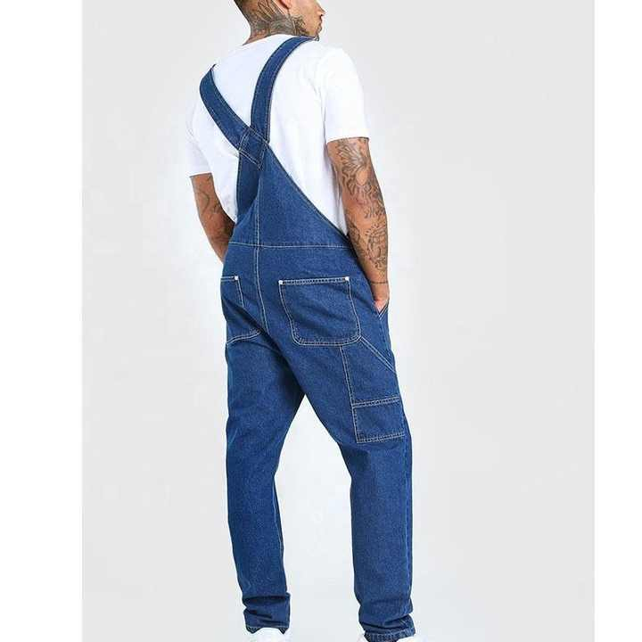 OEM ODM Wholesale Customized Washable Men's Denim Jumpsuit Oversized Casual Denim Jumpsuit Jean Factory