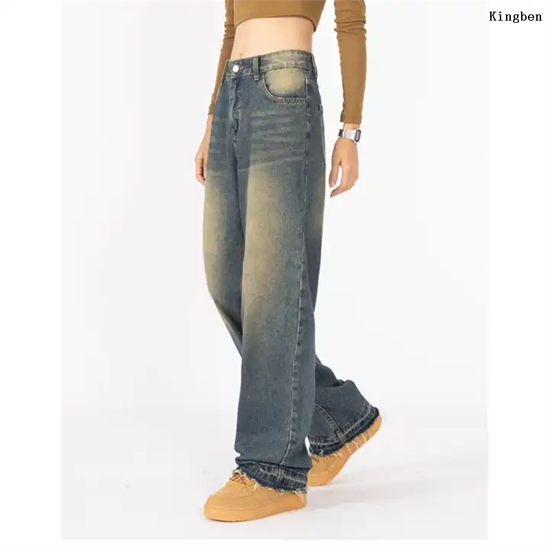 OEM ODM Casual Wide Leg Pants Woman High Waist Loose Straight Denim Pant Oversize Long Trousers Women Wide Leg Jeans Factory