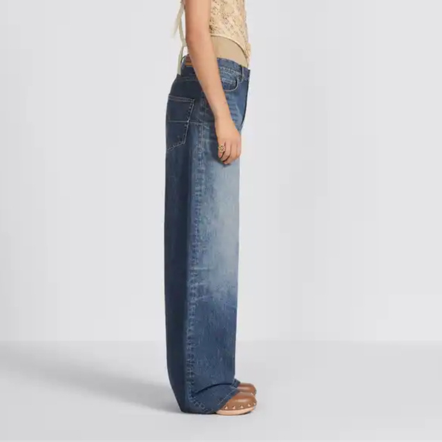 OEM ODM Custom Wholesale Light Blue Cotton Denim Trousers Women High Waist Baggy Wide Leg Jeans Manufacturer