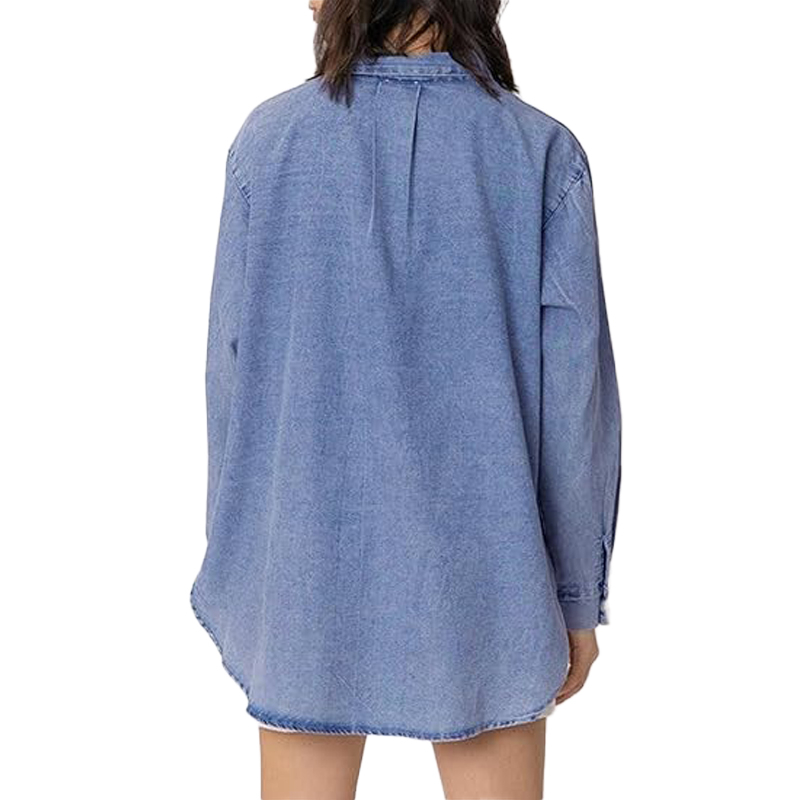 ODM OEM Fashion New Products Women's Tops Casual Loose Long Sleeve Women's Denim Shirts