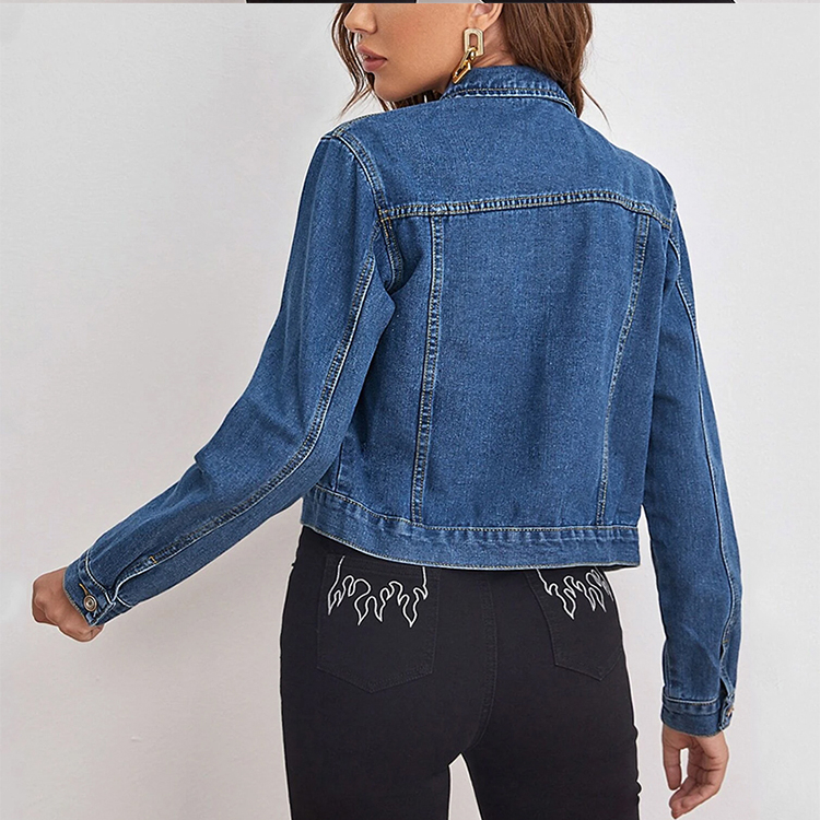 OEM ODM New Arrivals Long Sleeve Slim Denim Jacket Women Fashion Plus Size Jean Jackets For Women Factory