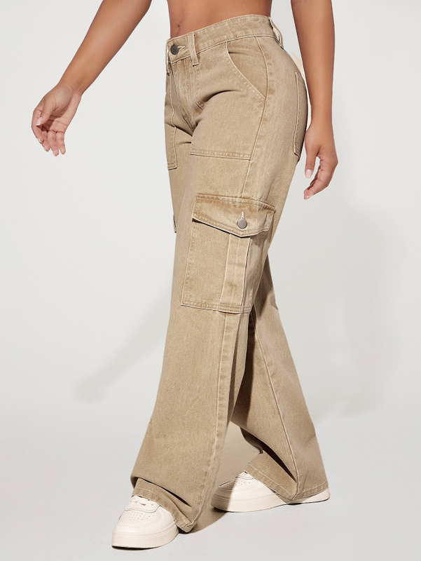 OEM ODM New Fashion Women's Pants Trousers Casual Custom logo Cargo Boyfriend Denim Wide Leg Pants Jeans For Ladies Pants Women