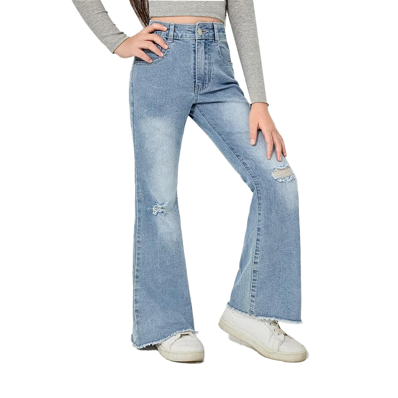 OEM ODM Custom Denim Girls Pants Children Clothes Kids Clothing For Girls Flare Jeans