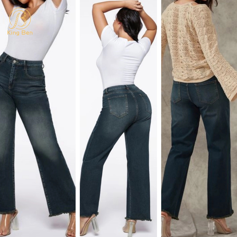 OEM ODM Women’s mid waist denim jeans wide leg jeans for women