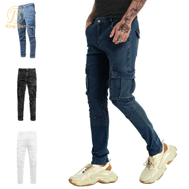 ODM OEM Factory Wholesale Designers Trendy washed Pencil long Pants Stretch Trouser Mens Denim Slim Fit Jeans