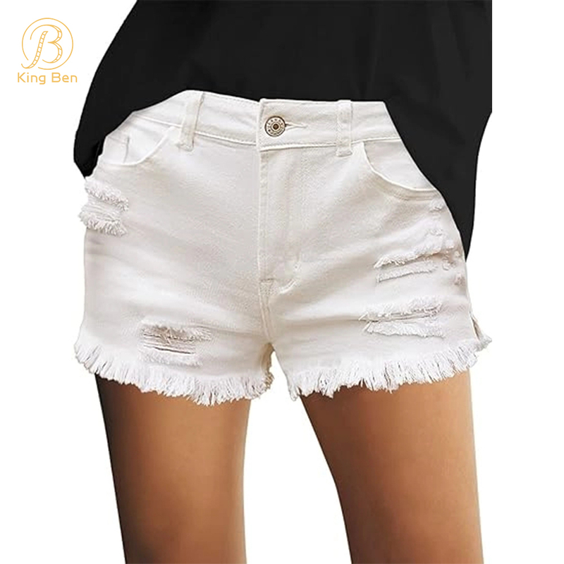 OEM ODM Casual Style Denim Jeans Ladies Shorts Plain Simple Premium Quality Material Denim Shorts Women Factory