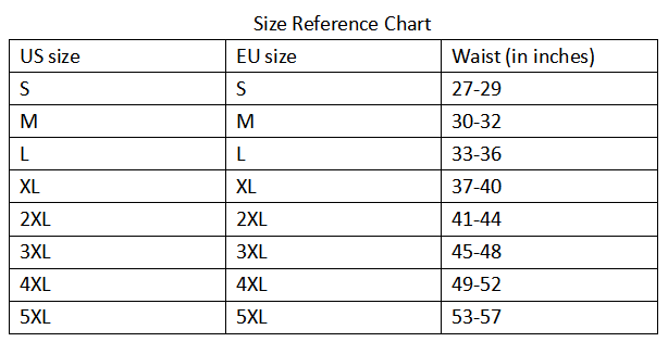 Size reference table