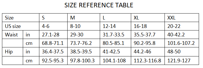 size reference table
