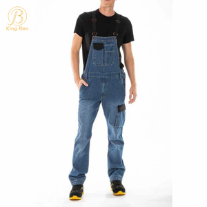 OEM ODM Men's Denim Overalls Casual Jeans Suspenders Jumpsuit Mens Relaxed Fit Overalls Jeans Factory