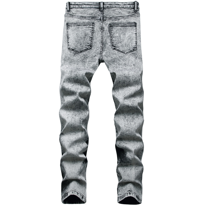 OEM ODM Custom Streetwear Mens Jeans Baggy Loose Straight Printed Jeans Vintage High Street Wash Denim Jeans For Men