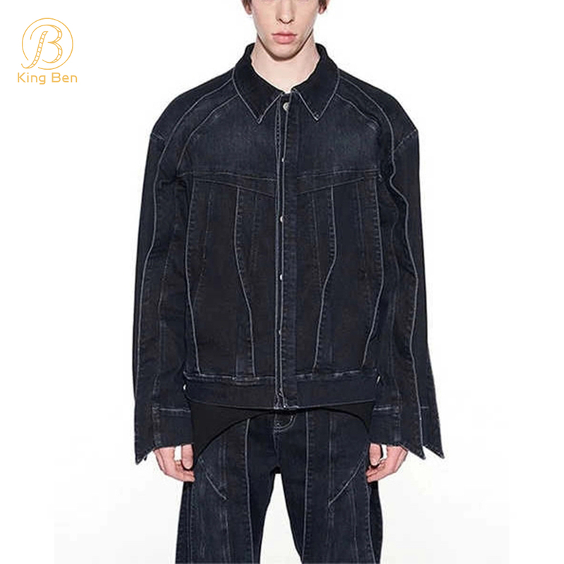 OEM ODM Custom New Design Mens Jeans Denim Jacket Fashion Fit Loose Man Jacket Coat Jeans Factory