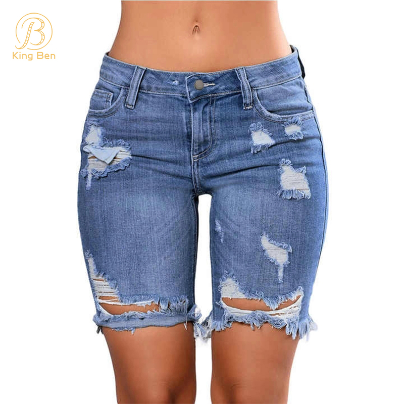 Welcome OEM ODM Summer Women's Hot Shorts Low Waist Woman Denim Shorts Ripped Skinny Jeans For Woman