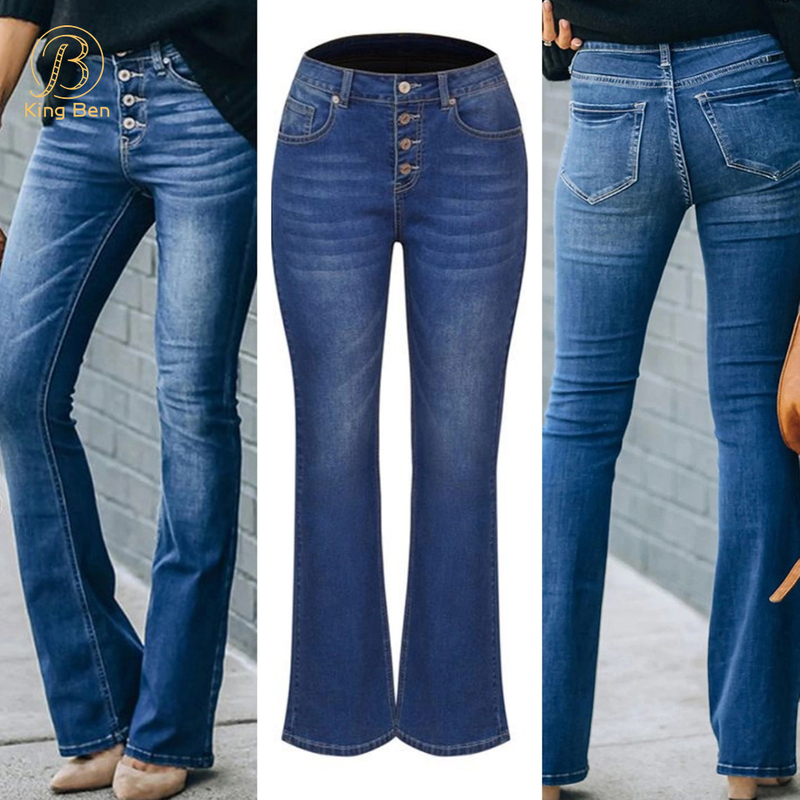 OEM ODM Mid-waist boot cut jeans for women classic women’s bootcut jeans 