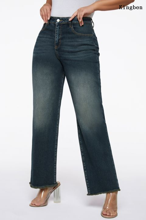 OEM ODM Women’s mid waist denim jeans wide leg jeans for women