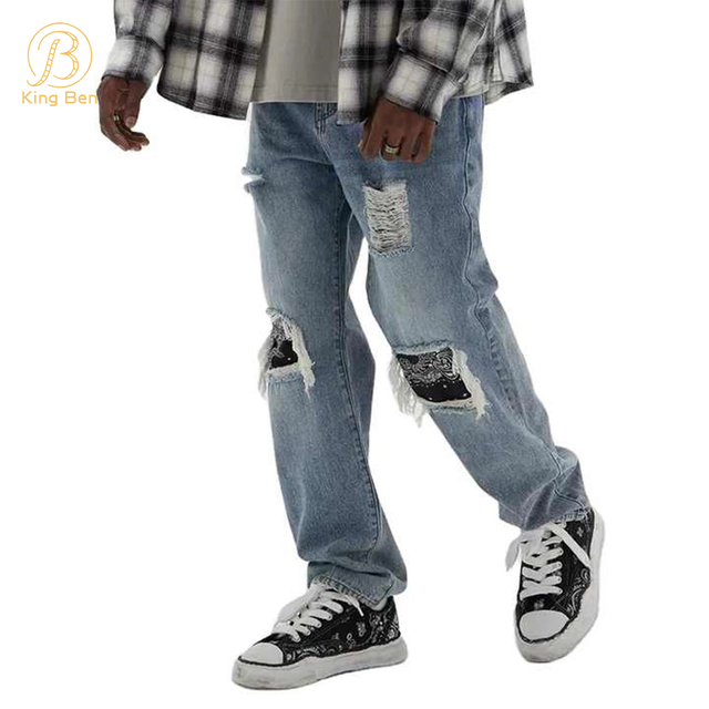 OEM ODM Wholesale Men's Street Wear Clothing Bulk Wholesale Jeans Washed Distressed Baggy Jeans Men's Denim Jeans Pants
