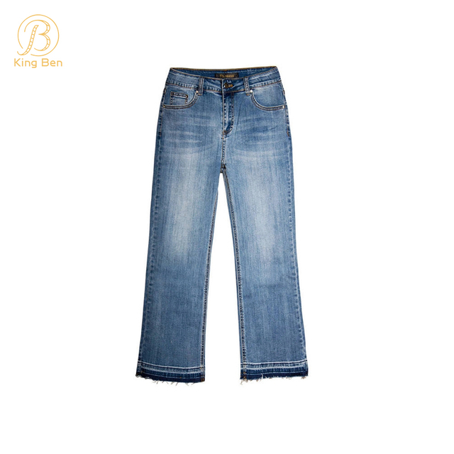 OEM ODM Bell Bottom Jeans for Women Denim Jeans Hot Sale Low Rise Denim Adult Woven Softener Full Length Women's Denim Pants Loose Factory