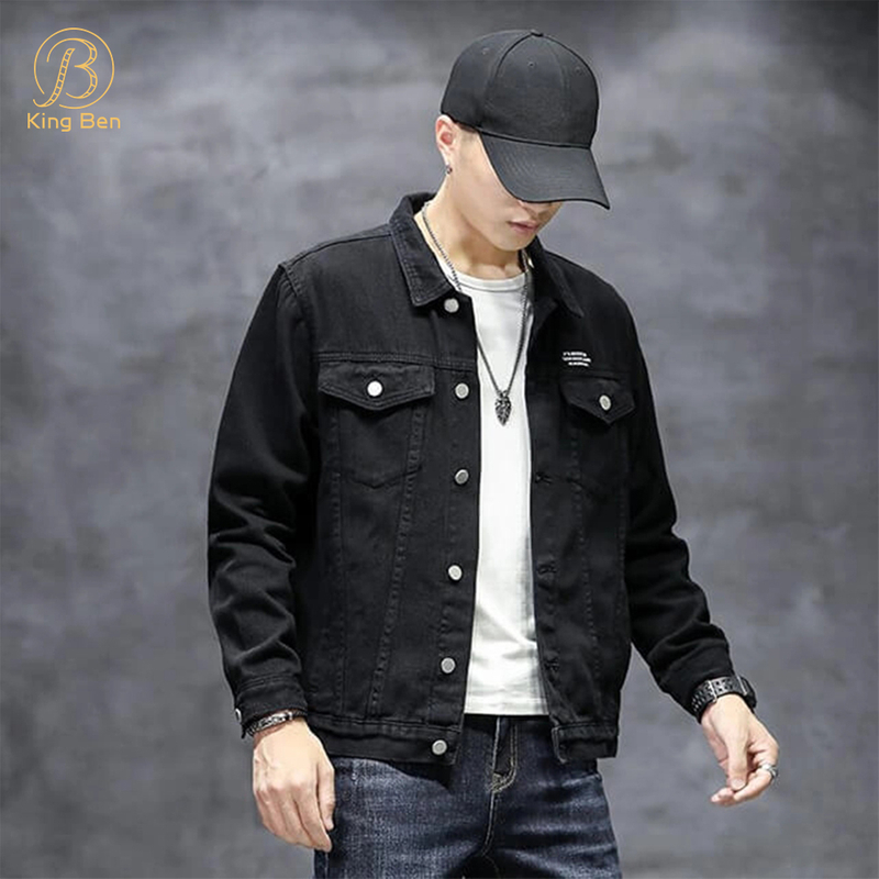 OEM ODM New Design Fashion Slim Casual Jacket Black Ripped Cool Denim Coat