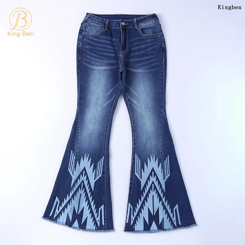 OEM ODM Women Denim Jeans Flare Bell Bottom Casual Jeans Women New Fashion Jeans for Women Custom Fashionable Ladies Manufacturer