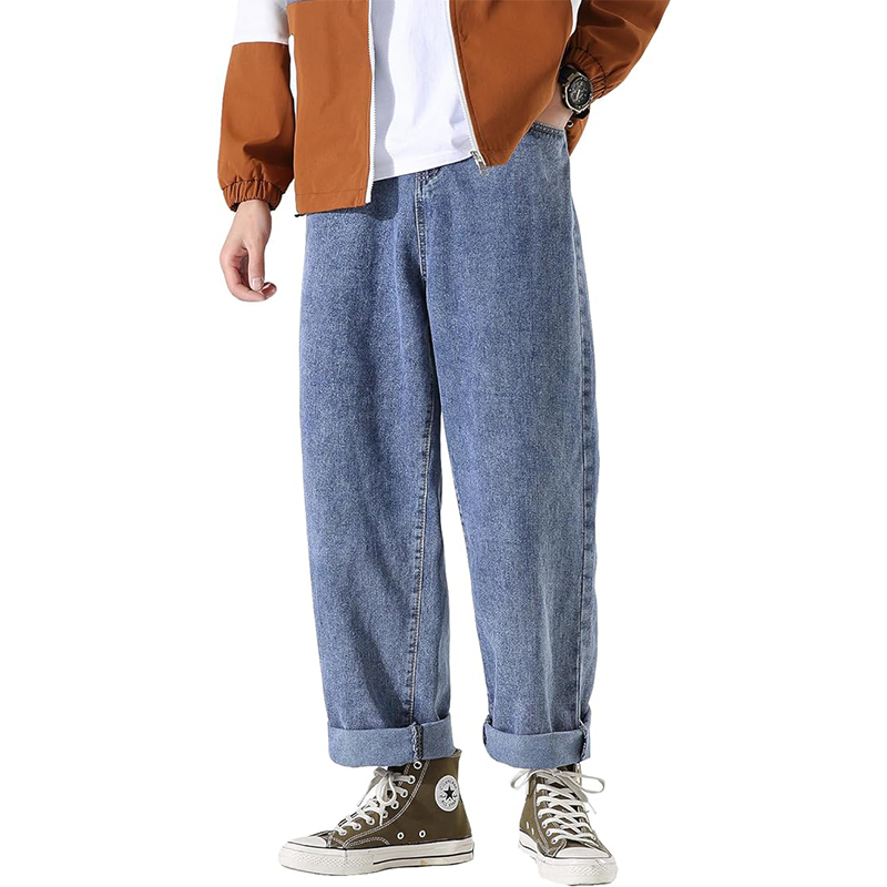 OEM ODM Custom Logo Print Casual Streetwear Men Jeans Baggy Pants Womens Denim Jeans Baggy Pants Jeans Men