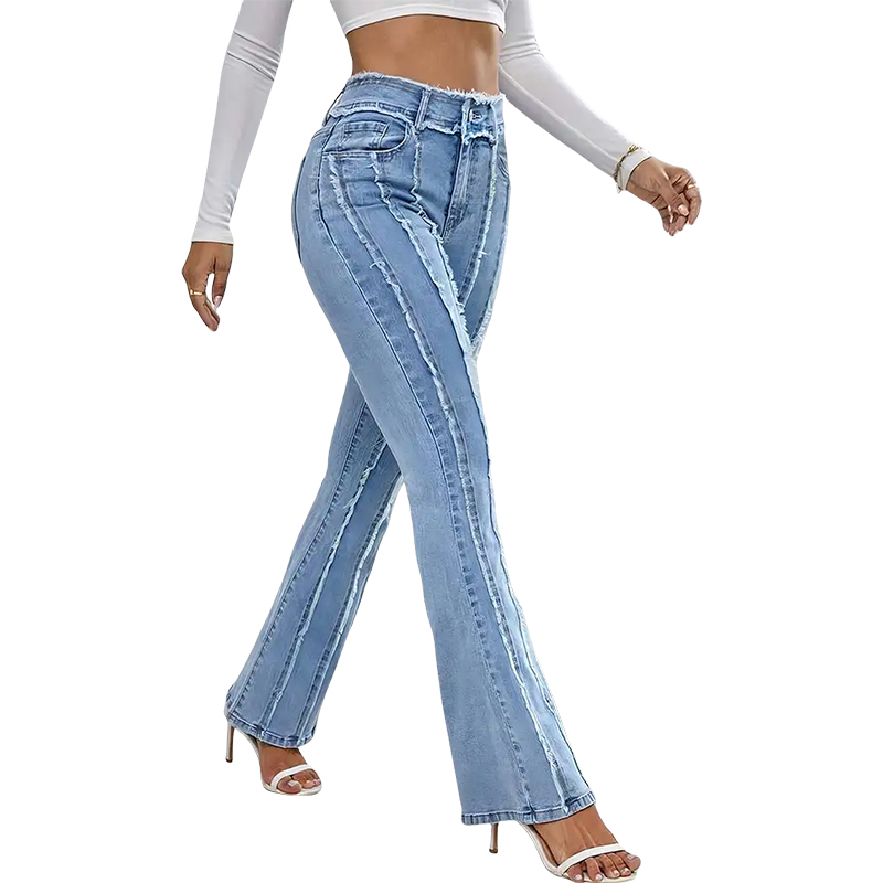 Welcome OEM ODM High Quality Women's Denim Skinny Mid Waist Fashion Flare Jeans