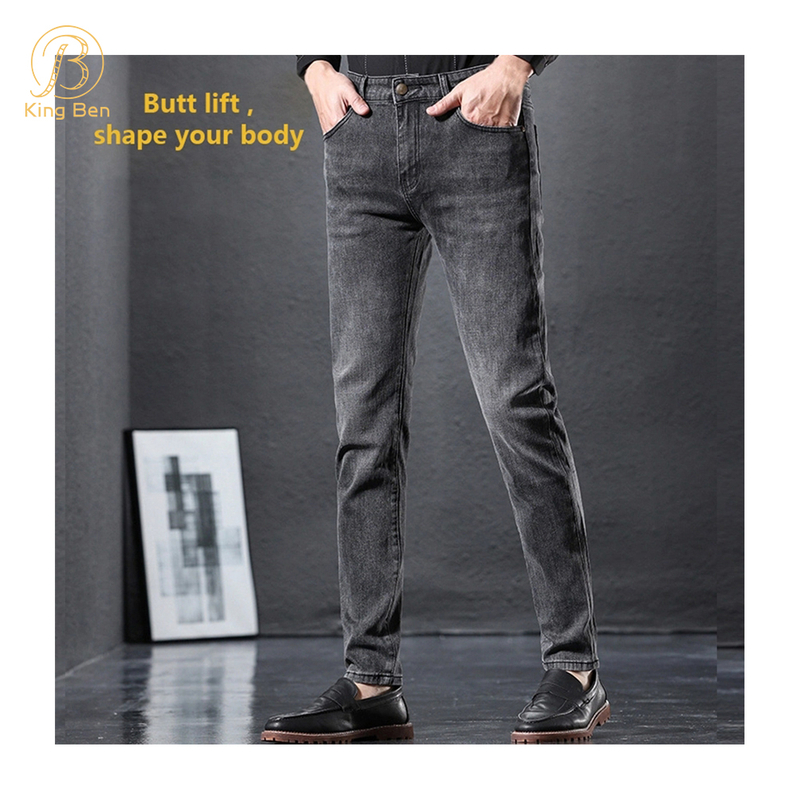 OEM ODM Custom Cowboy jean Pants Men's Stretch Jeans Slim fit Straight Business Edition Loose Plus Size