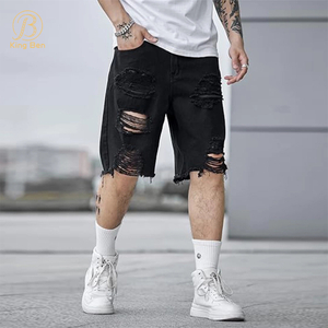 Factory OEM ODM Wholesale Ripped Destroyed Denim Shorts Men Hole Jean Shorts Black Male Men Fashion Casual Jeans Short