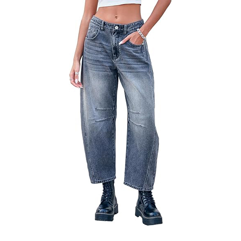 OEM ODM Women's Mom Jeans Women Casual Streetwear Workout Harem Boyfriend Mid Waist Jeans Ladies Denim Trousers Pants