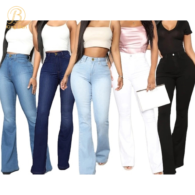 Welcome OEM ODM Best Selling Women Denim Jeans Mid Waist Jeans Women Flare Fit Jeans For Women Jeans Factory