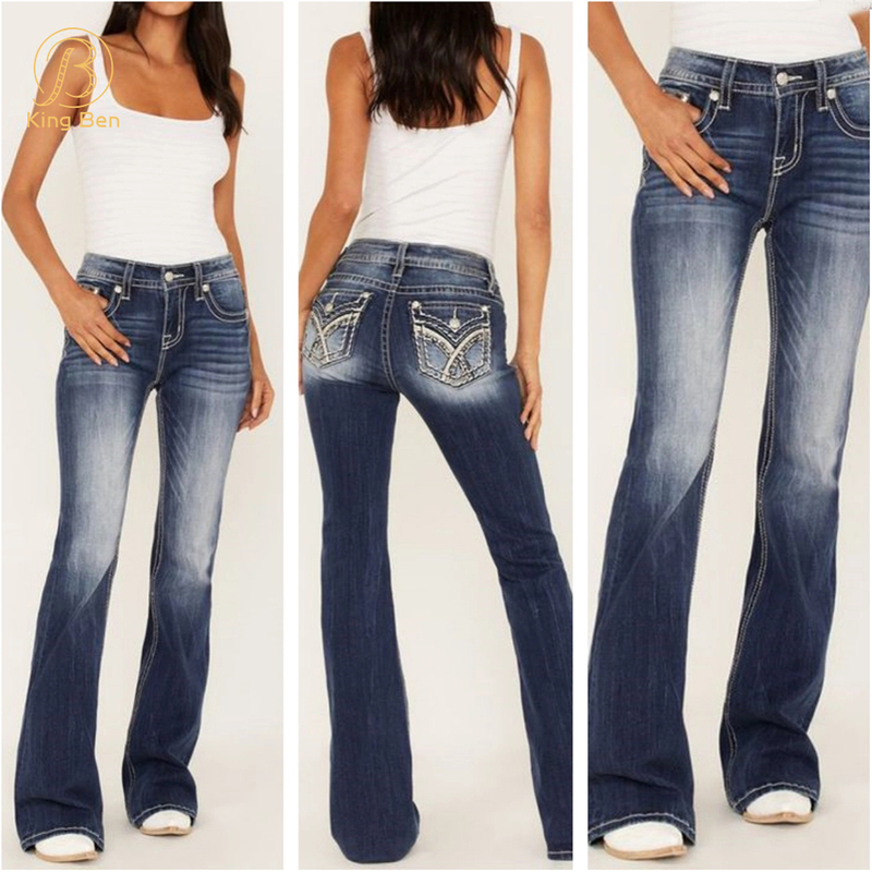 OEM ODM Women’s low waist denim jeans flare jeans for women
