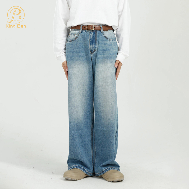 OEM ODM Custom Jeans Fashion Full length Mid Rise Baggy Jeans loose Mens Denim Pants Manufacture