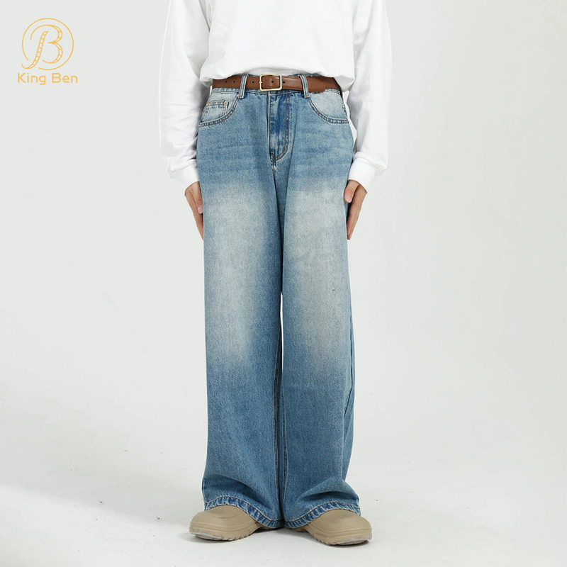 OEM ODM Custom Jeans Fashion Full length Mid Rise Baggy Jeans loose Mens Denim Pants Manufacture