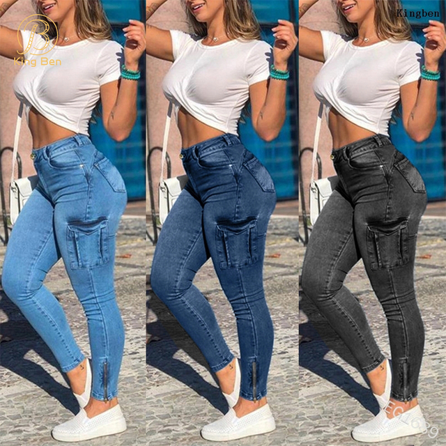 Welcome OEM ODM Slim Jeans For Women Skinny High Waisted Blue Denim Pencil Jeans Stretch Pant Woman Pants