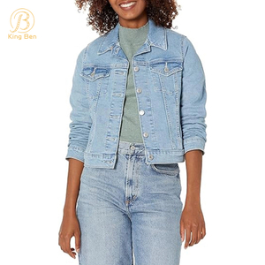 OEM ODM Newest Style Lady Denim Jean Jacket For Women's Long Sleeves Women Clothing Bulk Quantity Denim Jackets