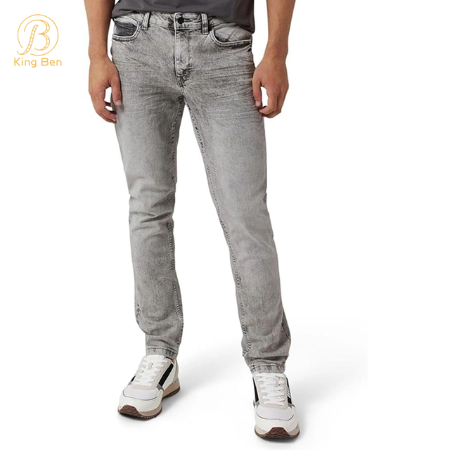 OEM ODM Manufacturer Custom Jeans Trousers Mens Latest Design Gray Color Fashion Denim Jeans For Man
