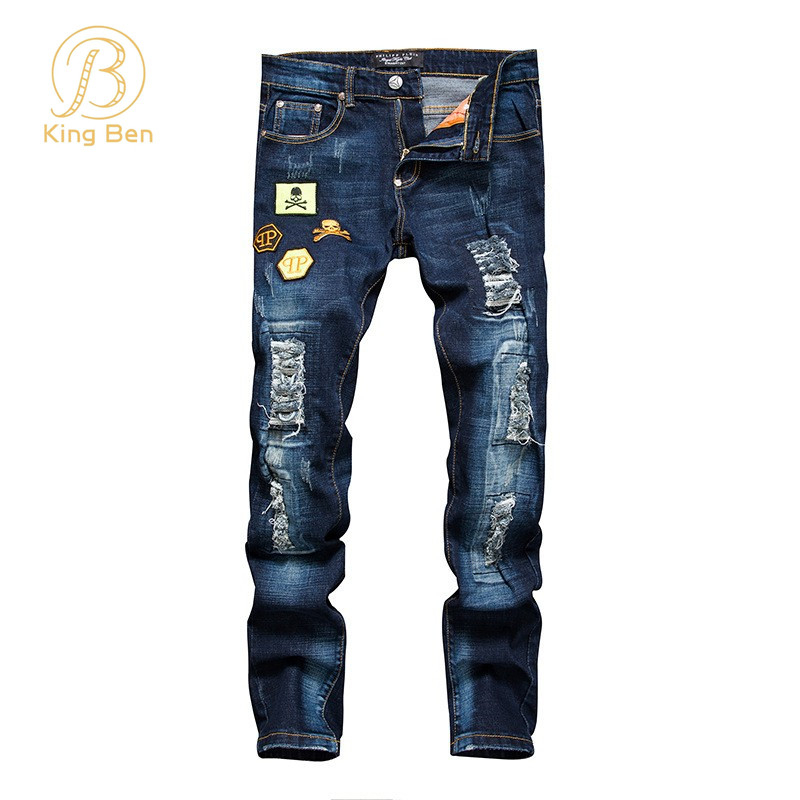 OEM ODM Wholesale Designers Blue Jeans Men Ripped Skinny Stretch Denim Pants Slim Mens Jeans New Fashioned Style Streetwear