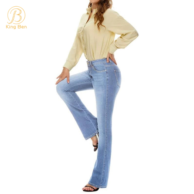 OEM ODM Factory Bestseller Jean Pants For Women Denim Trousers For Ladies High Waist Slim Flare Pants