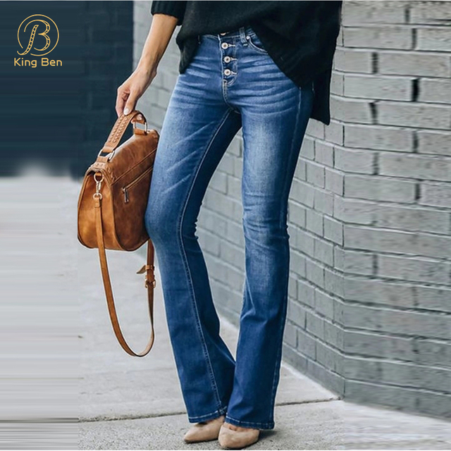 OEM ODM Mid-waist boot cut jeans for women classic women’s bootcut jeans 