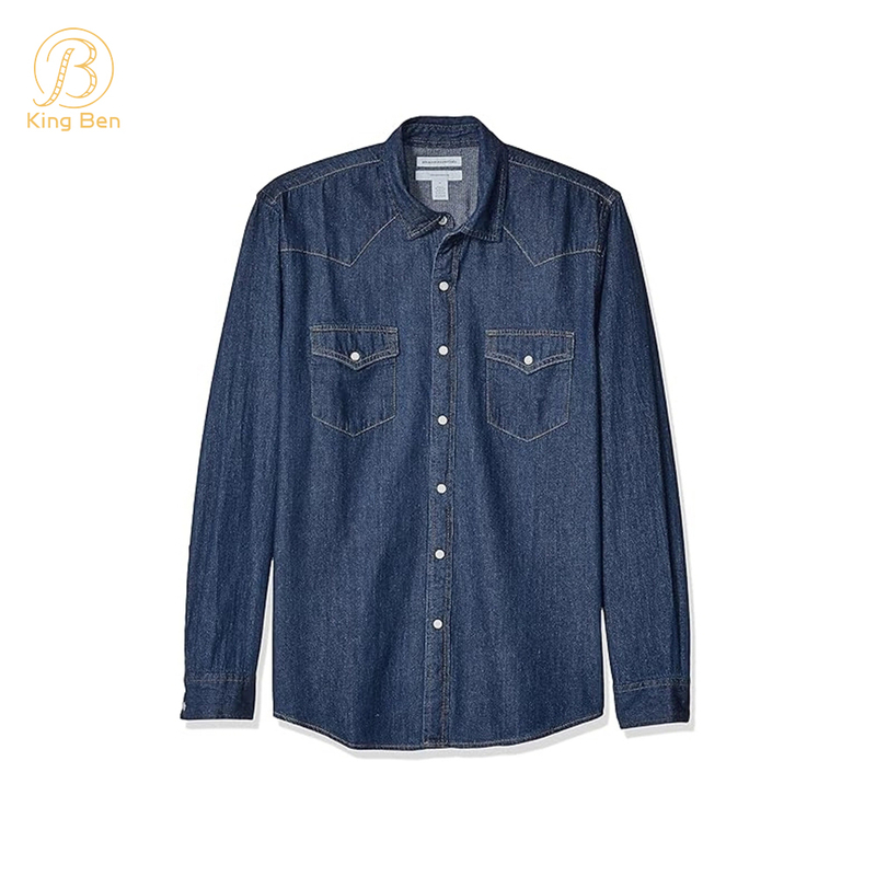OEM ODM Best Quality Long Sleeve Cotton Denim Jeans Casual Men Shirt for men Top selling Products With Customized Logo