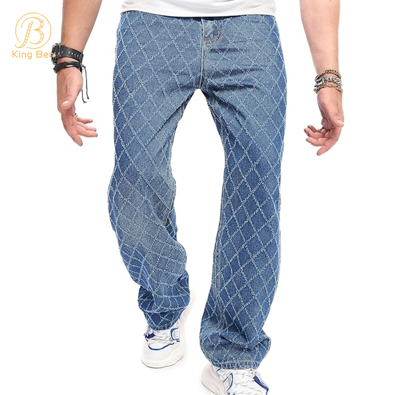 Welcome OEM ODM Straight Baggy Jeans Men Streetwear Hip-hop Wide Leg Men's Jeans High Quality Faded Vintage distressed Denim jeans